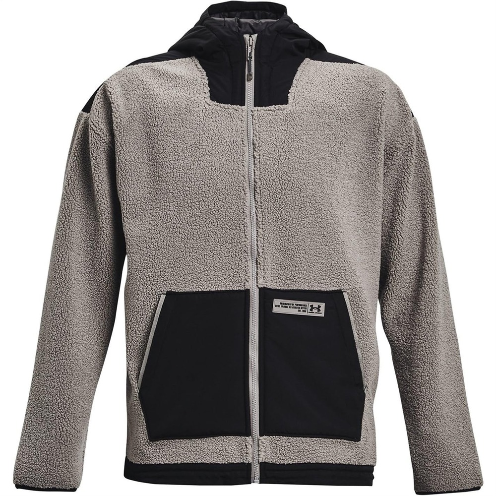 Under Armour Puffer Jacket Men L Pewter Black Mission Insulate Hooded